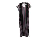 Moroccan Kaftan Cotton Maxi Dress Casual Women Full Length House Dress One Size Black