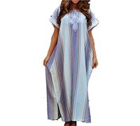 Moroccan Kaftan Cotton Maxi Dress Casual Women Full Length House Dress One Size White
