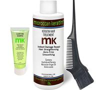 Moroccan Keratin Most Effective Brazilian Keratin Hair Blowout Straightening Smoothing Hair Treatment Instant Professional Results Salon Formula 120ml with 30ml Clarifying Shampoo and Applicator Brush