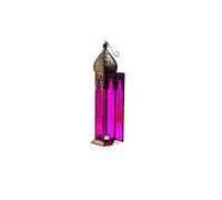 Moroccan Large Tonal/Tall Plain Glass Lanterns Tealight Holder Home Garden Tea Light Holders (Pink Glass)
