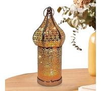Moroccan LED Table Lamp - Fairy Lights Design, Battery Powered Construction, Cordless Decorative Lantern, Carved Hollow Frame | Garden Party Table Lighting, Eve