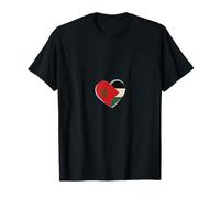 Moroccan Palestine Unity Heart Flag Support Design T-Shirt