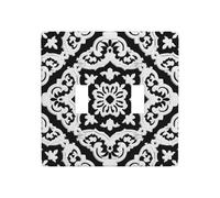 Moroccan Pattern Motifs Flower Black and White Double Gang Toggle Light Cover Wall Plate Switch Decor Standard Size - 11.4x11.4cm