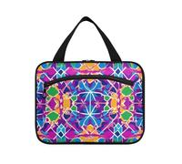 Moroccan Patterns Bright Neon Colors Hanging Travel Bags for Women with Hook, Designer Necessities Makeup Bag for Men Cruises maletín para maquillaje L