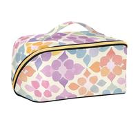 Moroccan Patterns Pastel Colors Cosmetic Bag with dividers Waterproof Make Up Bags For Women Vertical Free-Standing
