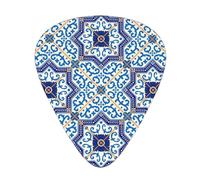 Moroccan Portuguese Style Classic Tiles,12 Pcs Guitar Pick,3 Different Thickness Plectrums for Acoustic Guitar Bass Ukulele (0.46mm 0.96mm 0.71mm)
