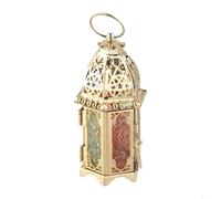 Moroccan Retro Iron Candle Lantern, Stained Glass Decorative Lantern Candle Holder Hanging Lamp Lantern Tea Light Holders for Parties Weddings (1)