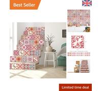 Walplus 24 Pieces 15X15Cm Moroccan Rose Red Mosaic Peel And Stick Wall Tiles Sticker - Self Adhesive Stick On Tiles For Kitchen