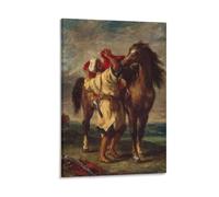 Moroccan Saddles His Horse by Eugene Delacroix Painting Art Poster Canvas Wall Art Prints Poster Photo Picture Painting Posters Room Decor 20x30inch(50x75cm)