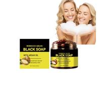 Moroccan Shower Wash, Black Soap Handcrafted, Body Exfoliator Scrub, Exfoliating Black Soap with Argan Oil, Naturals Body Scrub, Deep Cleansing Moisturizing, Purify and Soften Skin (1PCS)