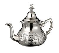Moroccan Silver Teapot Perfect for Mint Tea Includes Handle Cover and Integrated Filter Authentic with a Classical Engraved Design Handmade Large Capacity 800 ML About 6 Tea Glasses