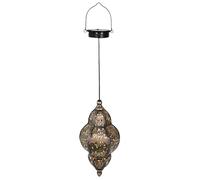 Moroccan Solar Lights Outdoor Garden - Waterproof Decorative Hanging Lanterns with Warm LED - Solar Powered Metal Lamps for Patio Yard Pathway Fence Decor