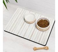 Moroccan Stain Dog Food & Water Mat, Boho Pet Feeding Mat for Floor Non-Slip Waterproof, Super Absorbent Cat Bowl Mat, Easy to Clean Durable Pet Placemat,16" × 24"
