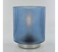 Moroccan Style Blue Glass LED Lantern, table lamp, battery operated, cordless, fixed long life LED bulb