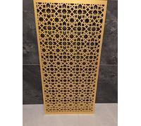 Moroccan Style Decorative Laser Cut Panel, 120cm x 62cm, in 6mm thick MDF. Geometric Pattern Room Divider for Wall Decor, Hotel Decoration, Radiator Cover, DIY Projects. Painted in yellow gold color