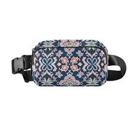 Moroccan Style Floral Patterns Cute Fanny Pack Waist Bag for Women Men Teens Waterproof Running Belt Bag Waist Pack with Adjustable Strap for Travel Gym Work