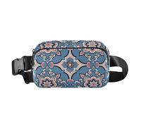 Moroccan Style Floral Patterns Trendy Waist Pack Crossbody Bag for Men Women Mini Chest Bag Belt Bag with Adjustable Strap for Travel Shopping Running