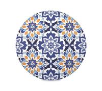 Moroccan Style Floral Patterns washable round placemats for kids reusable placemats for kitchen table washable wipeable placemats heat resistant waterproof plate mate 6 15.4x15.4in