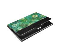 Moroccan Style Green Background Slim business cards holder With Leather & Stainless Steel card holder modern for Protects Your Cards