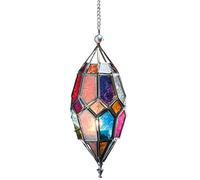 Moroccan Style Hanging Glass Tealight Lantern (Medium Multi)