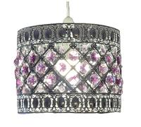 Moroccan Style Light Shade Acrylic | Chandelier | Ceiling Light Shade | Lamp Shade | Sicily Pendant with Crystal Gems | Moda Lights for Living Room | Bedroom | Kitchen (Purple)