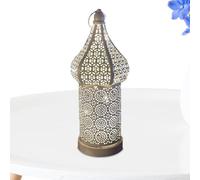 Moroccan Table Light - LED Fairy Lights Battery Powered Cordless Lamp | Hollow Carved for Home Parties Events, Metal Lantern Desktop Decorative Nightlight Boho Shadow Projecting Bedside Gift Set