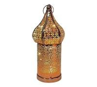 Moroccan Table Light - LED Fairy Lights Battery Powered Cordless Lamp | Hollow Carved for Home Parties Events, Metal Lantern Desktop Decorative Nightlight Boho Shadow Projecting Bedside Gift Set