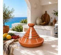Moroccan Tajin in Natural Terracotta Hand-Decorated Ø22 x H20 cm - Traditional Artisan Ceramic 0107261002