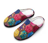 Moroccan Tile Comfy Women's Slippers Nonslip Indoor House Shoes 11-12(42-43)