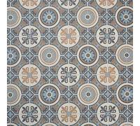 Moroccan Tile Design Cushion Vinyl Flooring Sheet Brown Grey & Blue Patterned Non Slip Lino Conservatory Kitchen Bathroom Floor (Tangier 05, 4.5m x 2m)