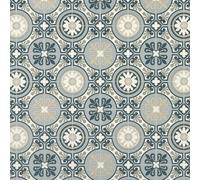 Moroccan Tile Design Felt Back Vinyl Flooring Sheet Blue Grey & Beige Patterned Non Slip Lino Conservatory Kitchen Bathroom Floor (Tangier 07, 2m x 3m)