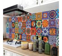Moroccan Tile Mosaic Wall Stickers 24 Waterproof Decals for Home and Office Decoration (10 * 10CM)