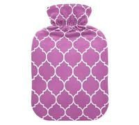 Moroccan Tile Rose Red Hot Water Bottle with Cover for Pain Relief Bed Warmer Hot Water for Adults, 1L