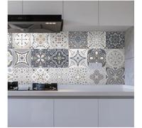 Moroccan Tile Stickers 24 pcs Self Adhesive Waterproof Oil-Proof Mosaic Art Peel and Stick Wall Tiles for Kitchen Bathroom, 15x15cm (6x6 Inches)