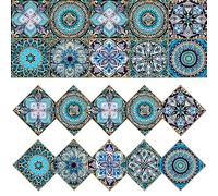 Moroccan Tile Stickers Colorful Self Adhesive Wall Tiles Sticker Square Vinyl Tile Decals for Home Decor(20PCS 15 x 15 cm)