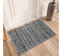 Moroccan Trellis Area Rug 2x3 Indoor Door Mat Non-Slip Washable Entry Rug, Boho Geometric Small Accent Throw Rug for Kitchen Entryway Bathroom Moroccan Tribal Stripe Floor Mats