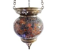 Moroccan Turkish Mosaic Hanging Lamp Hanging Candle Holder Hanging Lantern Bronze Effect Handmade Unique Crushed Glass Tiffany Style Turkish Moroccan Lamp Amber