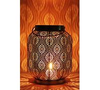 Moroccan Vintage Lantern Lights Lamp Baghira 26cm Black Large | Oriental Garden Outdoor Hanging Lanterns for Candles as Decorations | Arabian Indoor Candle Tea Light Holders as Indian Party Home Decor
