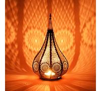 Moroccan Vintage Lantern Lights Lamp Ezana 36cm Black Large | Oriental Garden Outdoor Hanging Lanterns for Candles as Decorations | Arabian Indoor Candle Tea Light Holders as Indian Party Home Decor