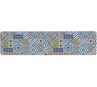 Moroccan VintageTin Sign,Gorgeous Middle Eastern Pattern Azulejo Ceramic Design with Geometric Elements 40x10 cm Notice Sign for Indoor Outdoor Yard Street Signs