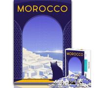 Morocco 1000 Piece Jigsaw Puzzles for Adults,Learning Educational Toys Family Games with Matching Poster And Trivia Sheet 50x75cm