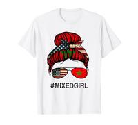 Morocco American Flag - USA Moroccan Messy Bun T-Shirt
