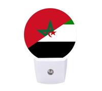 Morocco and Western Sahara Flag Printed LED Night Light 11.2x5x7.5cm | Funny Plug into Wall Nightlight for Bathroom Hallway Bedroom