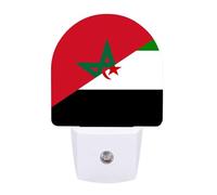 Morocco and Western Sahara Flag Printed LED Night Light 11.2x7.5x5cm | Funny Plug into Wall Nightlight for Bathroom Hallway Bedroom