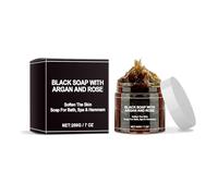 Morocco Black Soap - Exfoliating Body Scrub Bar with Argan and Rose for Deep Cleaning, Natural African Black Soap Suitable for All Skin Types (1)