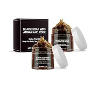 Morocco Black Soap - Exfoliating Body Scrub Bar with Argan and Rose for Deep Cleaning, Natural African Black Soap Suitable for All Skin Types (2)