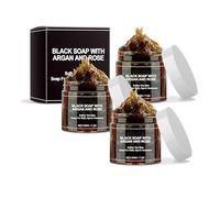 Morocco Black Soap - Exfoliating Body Scrub Bar with Argan and Rose for Deep Cleaning, Natural African Black Soap Suitable for All Skin Types (3)