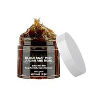 Morocco Black Soap with Argan and Rose, Zawina Morocco Black Beldi Soap, Zawina Moroccan BlackSoap Hammam, Moroccos Body Scrub (1PCS)