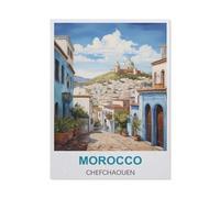 Morocco Chefchaouen Vintage Travel Posters，Tin Sign Vintage Wall Poster Retro Iron Painting Metal Plaque Sheet for Bar Cafe Garage Home Gift Birthday Wedding(30x40cm）12x16 inch-BX33