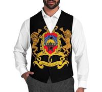 Morocco Coat of Arms Moroccan Men's Suit Vest Formal Dress Waistcoat Vest Casual Business Vests for Suit Or Tuxedo 3XL